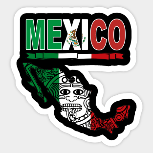 Playera Mexico Calendario Azteca en silueta del pais mexico Sticker